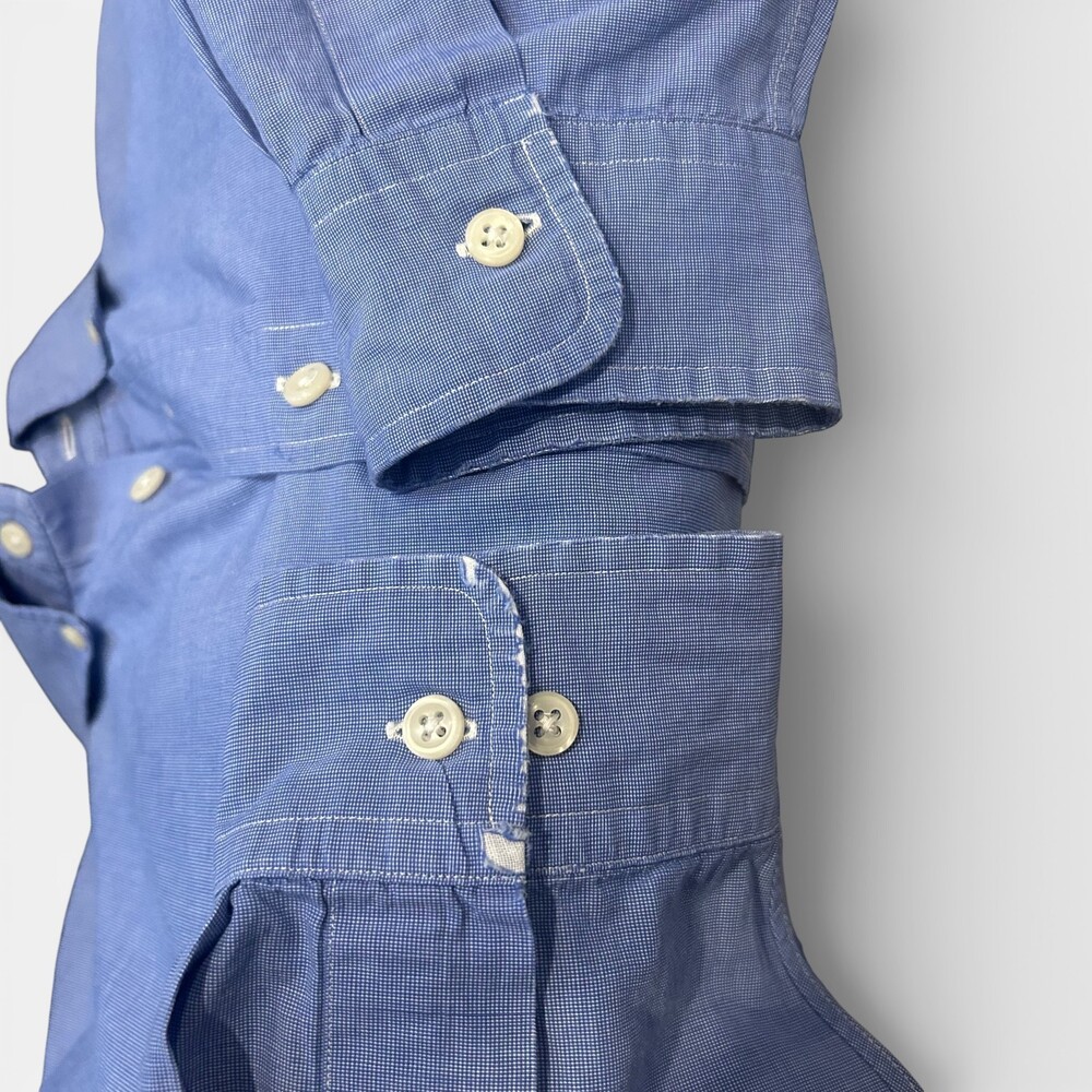 Ralph Lauren Yarmouth Dress Shirt Blue Check Button Up Men 17 32/33 Cotton - Picture 8 of 8